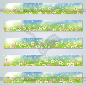 Весенний набор векторных баннеров - векторизованное изображение клипарта