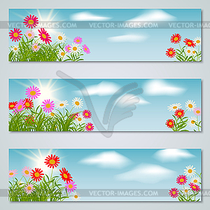 Spring banners vector set - vector clipart