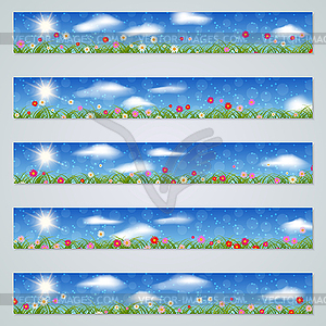Spring banners vector set - vector image