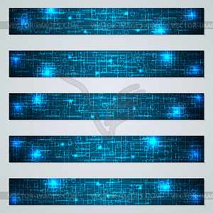 Векторный набор баннеров с цифровыми технологиями - иллюстрация в векторе
