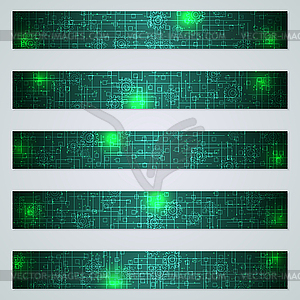 Векторный набор баннеров с цифровыми технологиями - векторизованное изображение клипарта