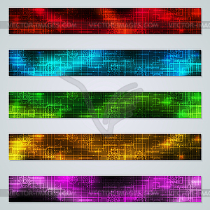 Векторный набор баннеров с цифровыми технологиями - рисунок в векторном формате