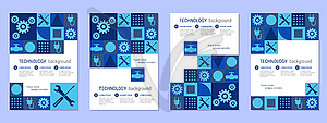 Modern technology style flyer vector template set - vector clipart