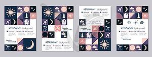 Space and astronomy theme flyer vector template set - vector clipart
