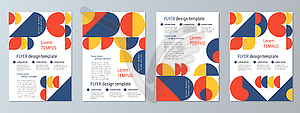 Modern geometric style flyer vector template set - color vector clipart