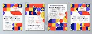 Modern geometric style flyer vector template set - vector clip art