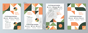 Modern geometric style flyer vector template set - vector image