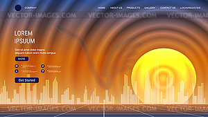 Современный модный шаблон векторного дизайна целевой страницы - векторное графическое изображение