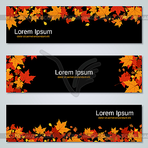 Autumn colorful leaves horizontall vector banners - vector clipart