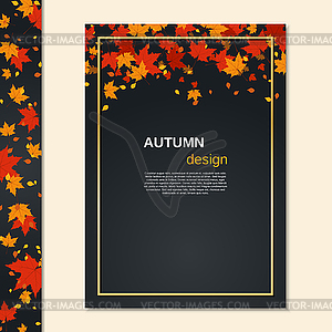 Autumn flyer with colorful leaves vector template - vector clipart