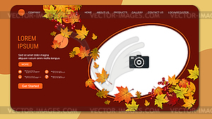 Autumn style landing page vector template - vector image