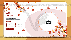 Autumn style landing page vector template - vector image