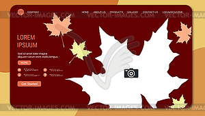 Autumn style landing page vector template - vector clip art