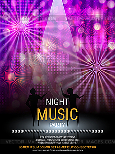 Векторный шаблон листовки для ночной музыкальной вечеринки - векторный клипарт / векторное изображение