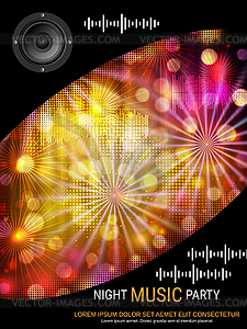 Векторный шаблон листовки для ночной музыкальной вечеринки - векторизованное изображение клипарта