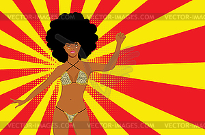 Afro girl in leopard bikini pop art - vector image