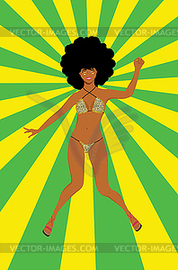 Afro girl in leopard bikini pop art - vector image