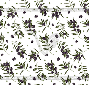 Dark olives on branch pattern - vector clipart