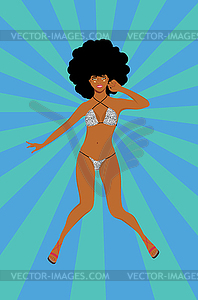 Afro girl in leopard bikini pop art - vector clipart