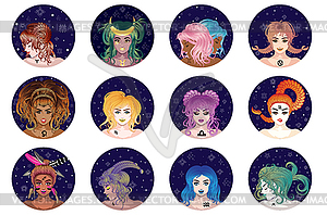 Zodiac girls set - vector clipart