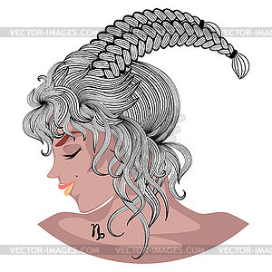 Capricorn zodiac girl - vector clip art