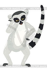 Cartoon lemur catta - vector clipart