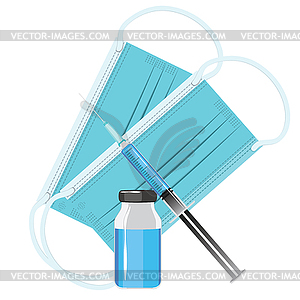 Mask and vaccine - vector image
