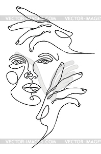 Женское лицо и линии рук искусство - векторный клипарт EPS
