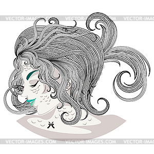 Pisces girl avatar - royalty-free vector clipart