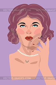 Retro woman with red nails - vector clip art