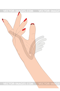 Caucasian hand with red nails - vector EPS clipart