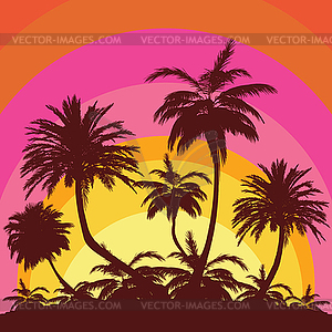 Palm trees on island retro poster - vector clipart