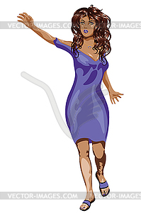 Brunette in violet dress - vector clip art