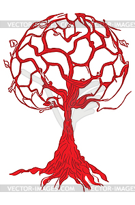 Abstract red tree - vector clipart