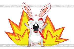 White bunny and fire - vector clipart