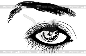 Черно-белый женский глаз - изображение в векторном виде