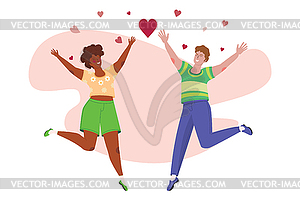 Couple with hearts - stock vector clipart