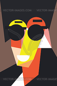Men in sunglasses cubism style - vector image