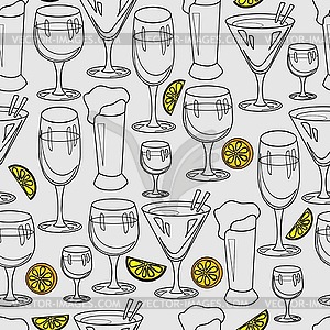 Seamless pattern with cocktail glasses for restaurant o - vector clipart