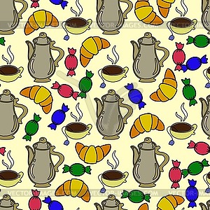Repeating tea pattern. - vector clipart