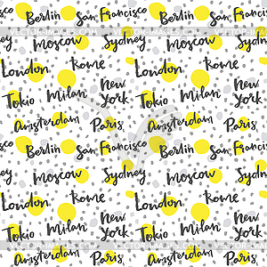 Famous cities with handmade calligraphy, fashion - vector clipart