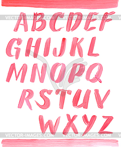 Red oil painting alphabet - vector image