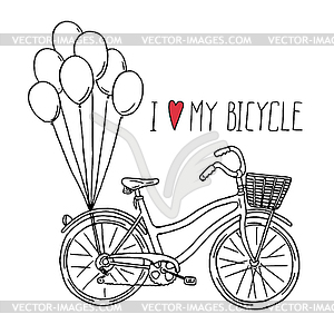 Bicycle with balloons  - vector clip art