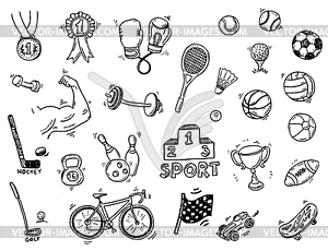 Sport doodle set - royalty-free vector clipart