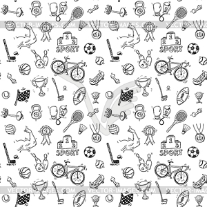 Doodle sport seamless pattern - vector clipart / vector image