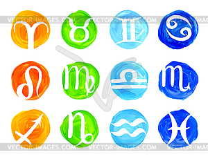 Astrology s of zodiac signs with painting elements - color vector clipart