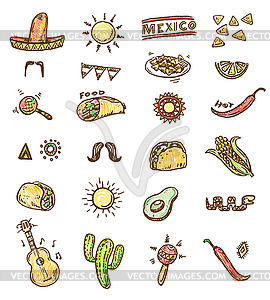 Mexican seamless icons - stock vector clipart