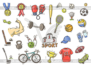 Sport doodle set - vector clipart