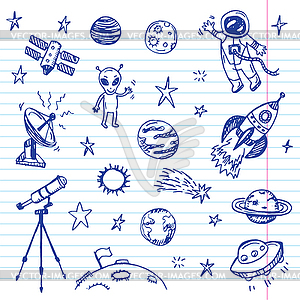 Space doodle set - vector image