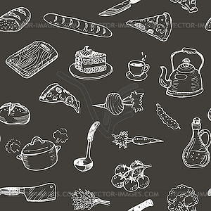 Cooking doodle set texture. Seamless pattern with - vector EPS clipart